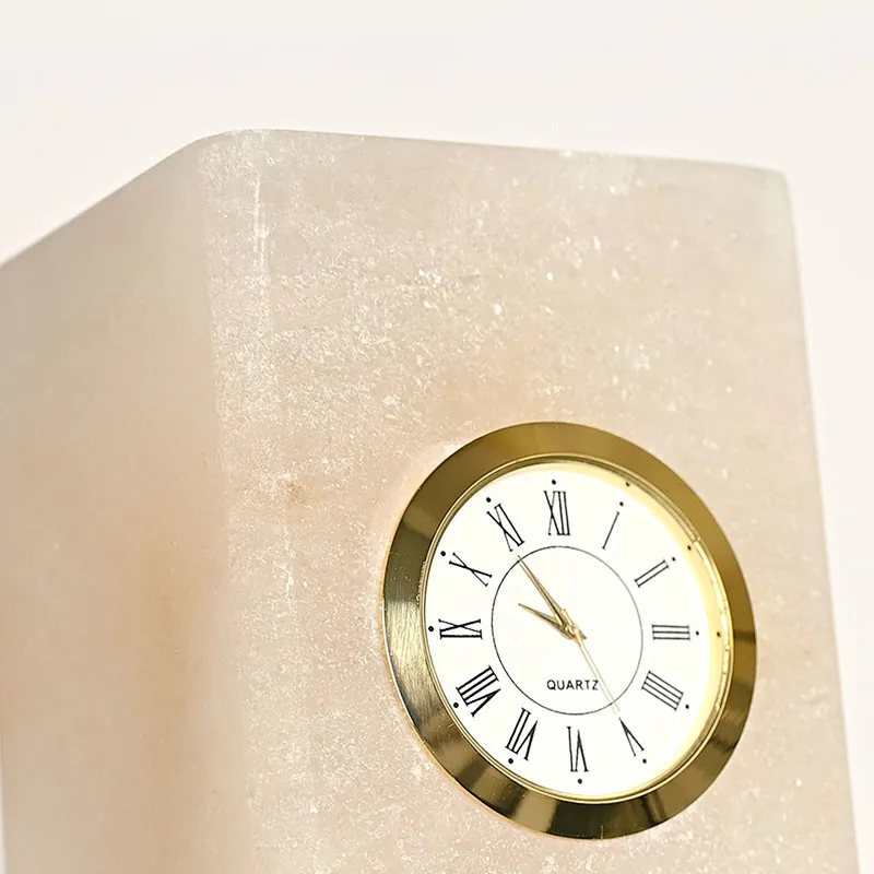 Twin clock alabaster stone home décor